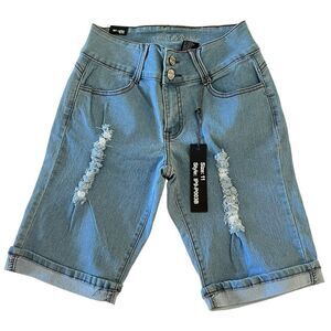 I&P Fashion Distressed Denim Bermuda Shorts Women's Casual Summer Wear‎ Size 11